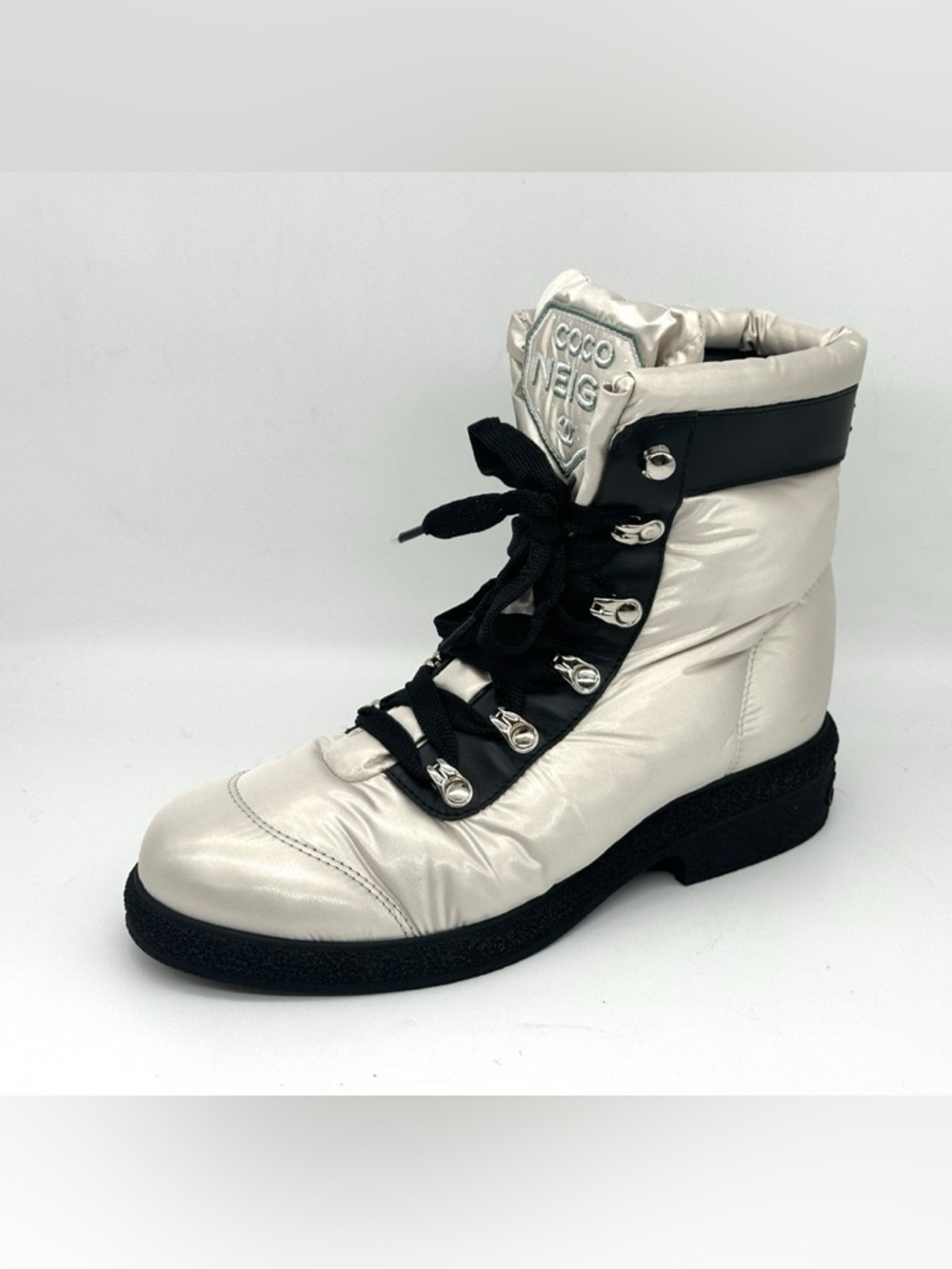 CHANEL Black and White Quilted Puffer Boot - Picture 8 of 8
